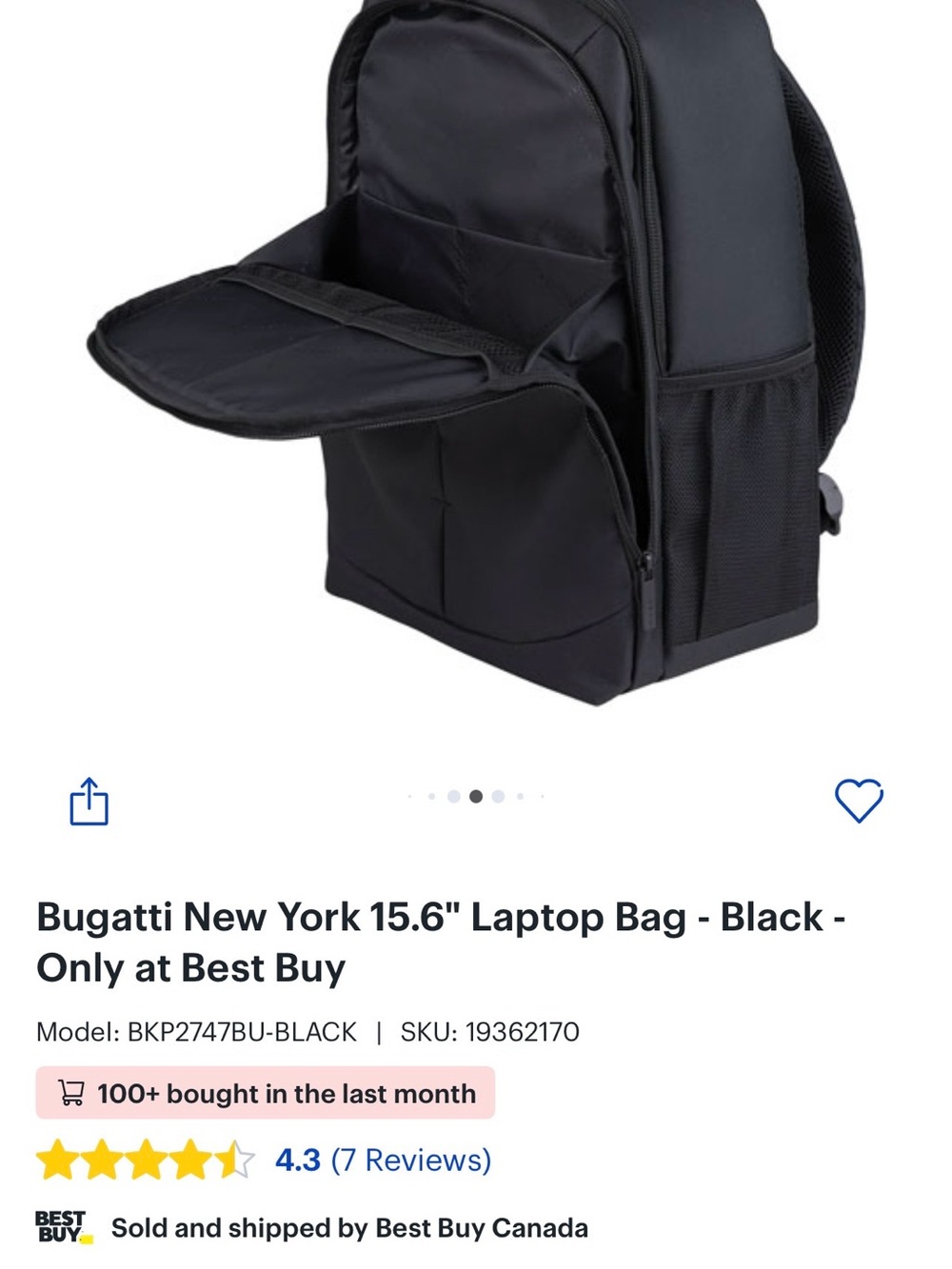 Bugatti Black Laptop Backpack with Multiple Compartments